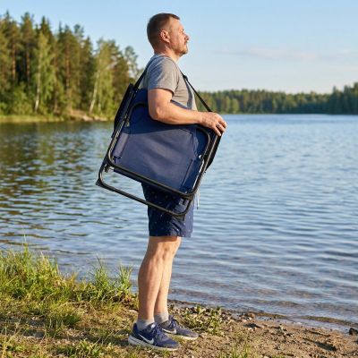 4. FALTBARER TOURISTEN- UND STRANDSTUHL MIT ARMLEHNEN 52X54X26/66CM BLAU