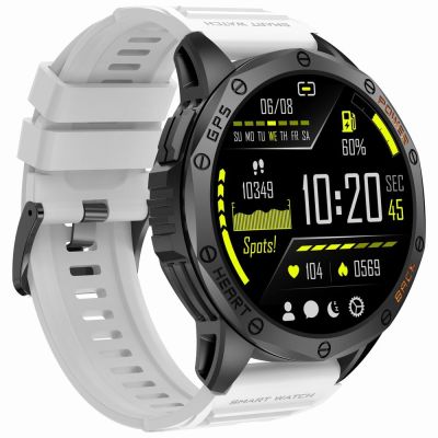 11. GRAVITY GPS GT24-2 Herren-Smartwatch, schwarzes Silikonarmband + weißes Silikonarmband