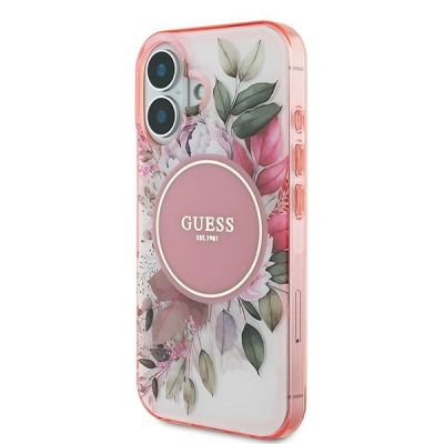 2. Guess IML Flower & Tonal Circle MagSafe Hülle für iPhone 16 – Rosa