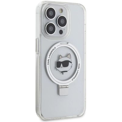 4. Karl Lagerfeld KLHMP15XHMRSCHH iPhone 15 Pro Max 6,7" weiß/weiß Hardcase Ring Stand Choupette Head MagSafe