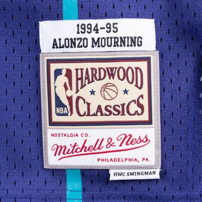 3. Mitchell & Ness NBA Charlotte Hornets Alonzo Mourning Swingman T-Shirt - SMJYAC18010-CHOPURP94AMO