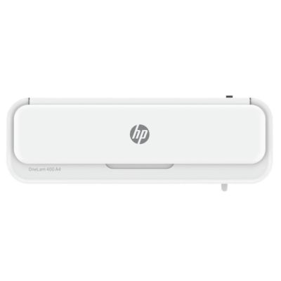14. HP ONELAM Laminiergerät 400 A4, kalt/heiß, integrierter Trimmer, Eckenrunder, Geschwindigkeit 40 cm/min + 15 Laminierfolien: 3x A4, 4x A5, 4x A6, 4x B-Card, weiß