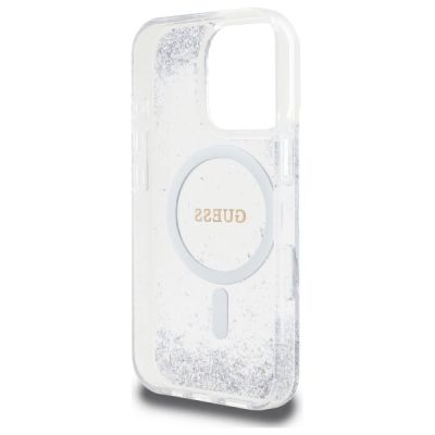 7. Guess Resin Gradient Glitter MagSafe Hülle für iPhone 16 Pro - Silber