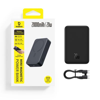 4. Baseus EnerFill FM41 20000mAh 20W Magnetische Powerbank mit 30cm USB-C-zu-USB-C-Kabel – Schwarz
