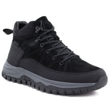 Schwarze, gefütterte Herren-Lederstiefel, Big Star UU174246