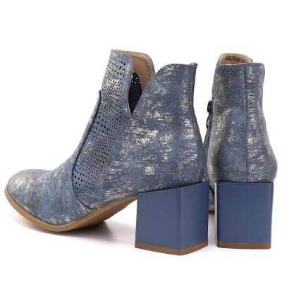 5. Damen-Ankle-Boots mit durchbrochenem Muster und Blockabsatz, blau, M.Daszyński SA217-6