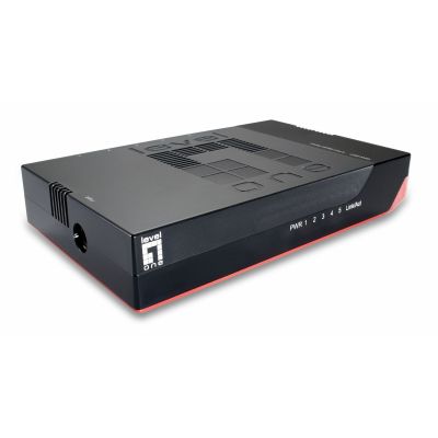 LevelOne GSW-0507 Netzwerk-Switch, unmanaged Gigabit Ethernet (10/100/1000), Schwarz, Rot
