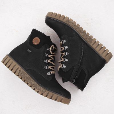 35. Wasserdichte schwarze Damen-Trekkingstiefeletten Rieker Y3433-00
