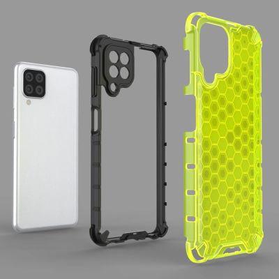 6. Honeycomb Handyhülle Schutzhülle mit TPU Rahmen für Samsung Galaxy A22 4G blau
