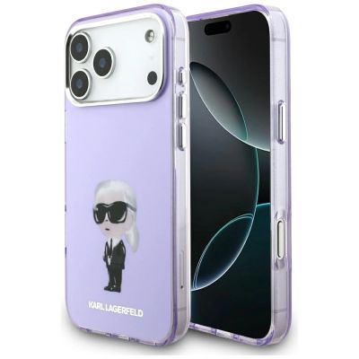 Karl Lagerfeld IML Aquarelle Karl & Choupette & Logo MagSafe Hülle für iPhone 17 Pro Max - Lila