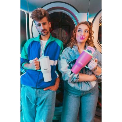 17. Kambukka Rio Thermobecher 950ml Frosty Coconut mit Teleskopstrohhalm