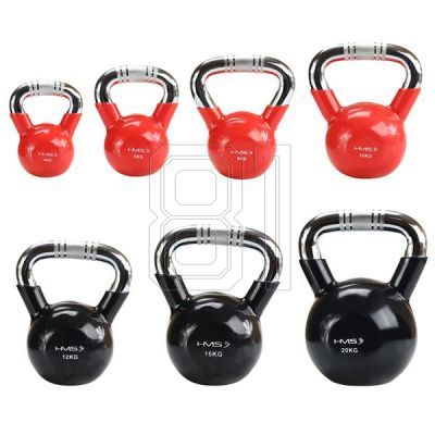 7. Kettlebell Gusseisengriff Chrom gerändelt HMS KTC20 SCHWARZ 