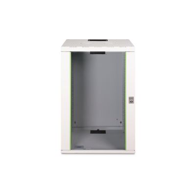 3. Digitus Unique 19" 20HE Wand-Netzwerkschrank 600x450 mm, Glastür, grau, ungeteilt, montiert, 100 kg