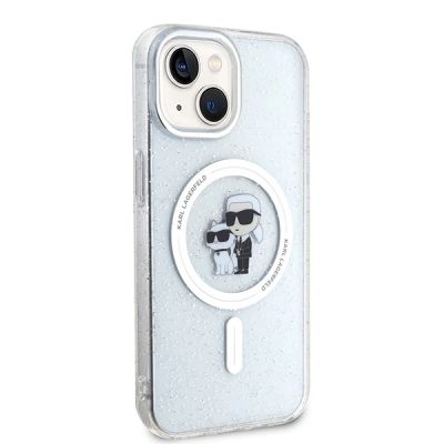 4. Karl Lagerfeld Karl&Choupette Glitter MagSafe Hülle für iPhone 15 Plus – transparent