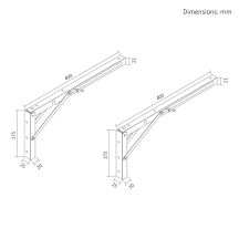MACLEAN Klappbare Wandregalhalterung, min. 300 mm, max. 600 mm, max. 50 kg, 2 Stück, Größe M