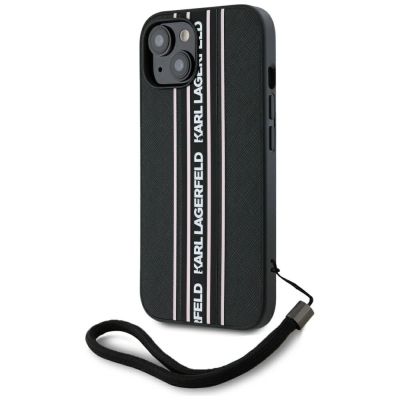 2. Karl Lagerfeld Saffiano Athleisure Stripes Cord iPhone 15 Hülle - Rosa