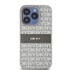 3. DKNY Lederhülle mit Monostreifen und Metalllogo für iPhone 15 Pro – Beige