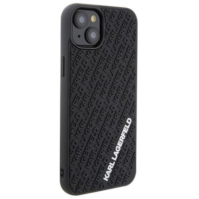 4. Karl Lagerfeld 3D Rubber Multi Logo Hülle für iPhone 15 Plus – Schwarz