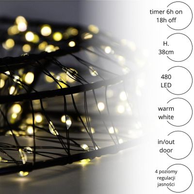 6. Dekorativer Weihnachtskranz „Reifen“ mit 480 LEDs, 38 cm, schwarz