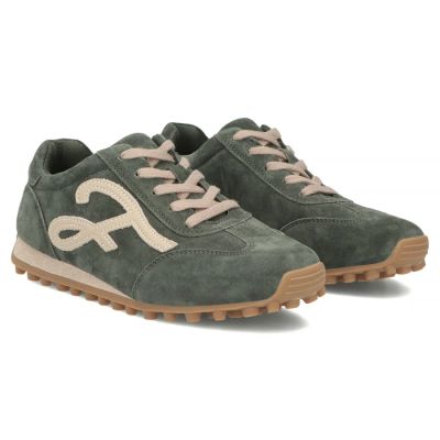 4. Damen-Lederschuhe, Wildleder-Sneaker, grün, Filippo DP7961