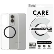 CARE by PanzerGlass Flagship Urban Combat Black QI Case für Samsung Galaxy S25 Edge - Transparent