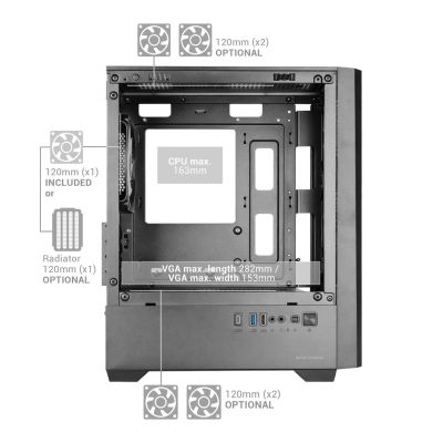 8. TACENS MARS MC-VECTOR 4xARGB USB-C mATX- Gehäuse