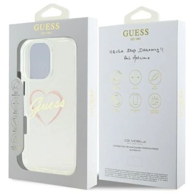 8. Guess IML Herzhülle für iPhone 16 Pro – Transparent