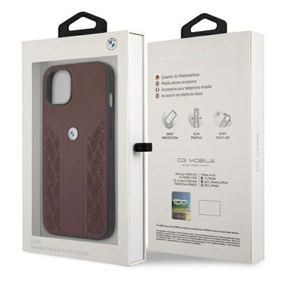 7. BMW Leather Curve Perforate Case für iPhone 13 – Rot