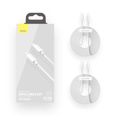 10. Baseus Simple Wisdom Lightning / USB-C Kabel 20W 1,5 m 2 Stück - Weiß