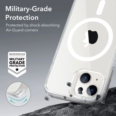 4. ESR Classic Hybrid Halolock-Hülle mit MagSafe für iPhone 13 / iPhone 14 – transparent