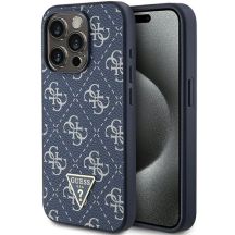 Guess 4G Triangle Metal Logo Hülle für iPhone 15 Pro – Blau