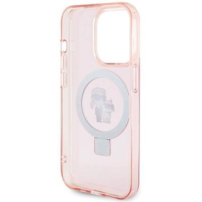 6. Karl Lagerfeld KLHMP15LHMRSKCP iPhone 15 Pro 6,1" rosa/rosa Hardcase Ringständer Karl&Choupette MagSafe