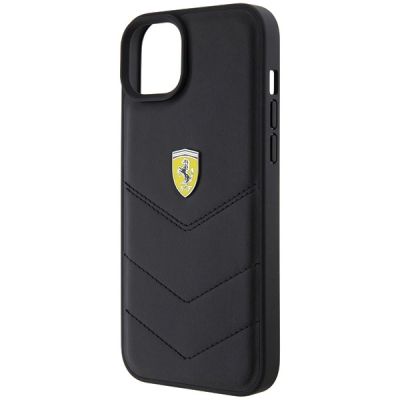 6. Ferrari FEHCP15MRDUK iPhone 15 Plus 6,7" schwarz/schwarzes Hardcase mit gestepptem Metalllogo