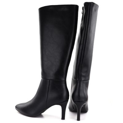 5. Schwarze, gefütterte Damen-Lederstiefel mit hohem Absatz, Modell Sergio Leone KZ-30-S