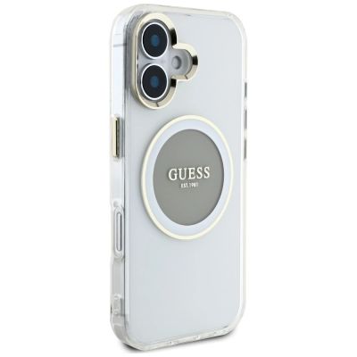 4. Guess IML Metal Colored Circle Classic Logo MagSafe Hülle für iPhone 16 - Grau