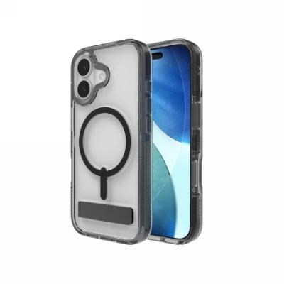 ZAGG Santa Cruz Snap KS MagSafe Hülle mit Ständer für iPhone 17 – Transparent und Schwarz