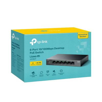 4. TP-Link LiteWave LS106LP Netzwerkkarte, unmanaged Fast Ethernet (10/100) mit PoE-Unterstützung, Schwarz