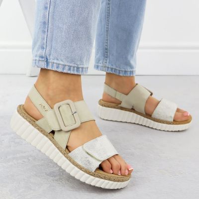 7. Beige Keilsandalen für Damen Rieker 69260-60