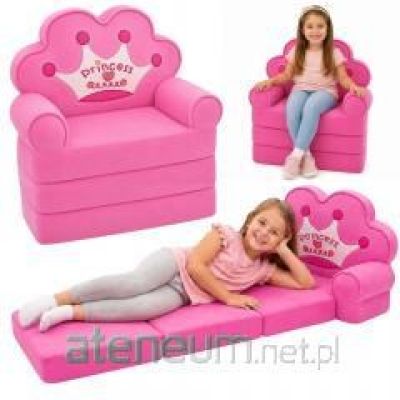 2-in-1-Sessel-Sofa mit verstellbarer Rückenlehne und Krone für Kinder, zartrosa