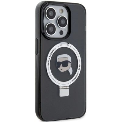 4. Karl Lagerfeld KLHMP15LHMRSKHK iPhone 15 Pro 6,1" schwarz/schwarz Hardcase Ringständer Karl Head MagSafe