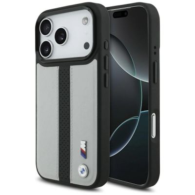 BMW M Perforated Stripe Logo MagSafe Case für iPhone 17 Pro – Grau
