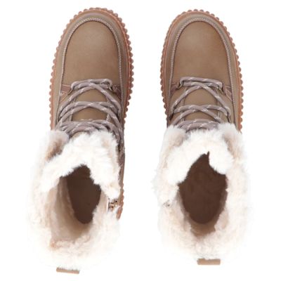 5. Damen-Lederstiefeletten mit Plateau in Beige Filippo DBT7937