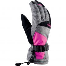 Viking Ronda Ski Lady Damen Skihandschuhe mit verstellbarem Kordelzug, isoliert, grau-pink (113/20/5473/46)