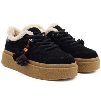 4. Schwarze Kobbo 79665 Leder-Plateauschuhe mit Isolierung