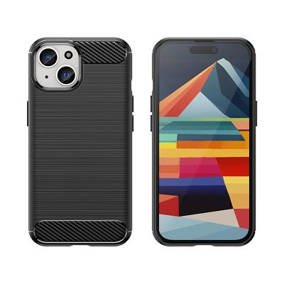 5. Flexible Carbonhülle mit Carbonmuster für iPhone 15 – Blau