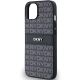 6. DKNY Lederhülle mit Monostreifen und Metalllogo für iPhone 15/14/13 – Schwarz
