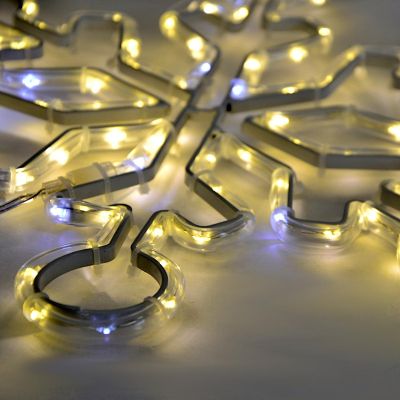 6. DEKORATIVER HÄNGE-SCHNEEFLOCKE 32,5 CM 100LED TRIMER WARMWEISS