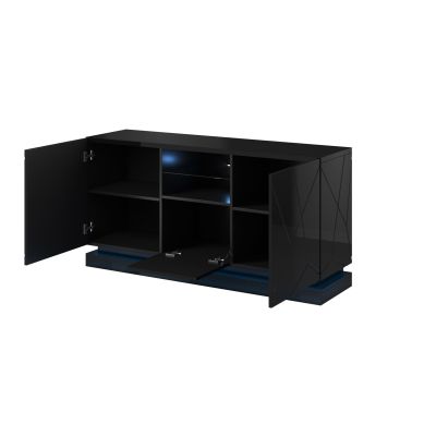 2. QIU 2D1K Kommode 150x41,5xH75 Hochglanzschwarz/Hochglanzschwarz