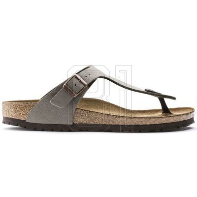 5. Women's gray-beige Birkenstock Gizeh Birko-Flor Nubuck Stone regular wide (43391)