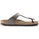 5. Women's gray-beige Birkenstock Gizeh Birko-Flor Nubuck Stone regular wide (43391)